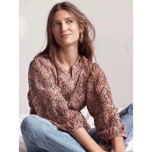 Madewell Kaleidoscope Print Drawstring Blouse XS